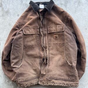 Carhartt Men's Distressed Brown Field Jacket